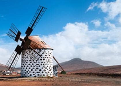Windmill typical of Fuerteventura in the Canary Islands