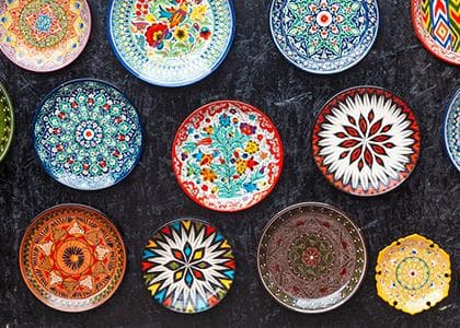 Hand-painted ceramics in Tashkent.